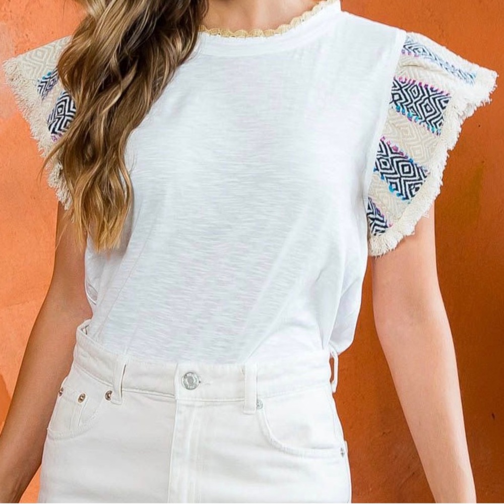 THML top with fringe sleeves
